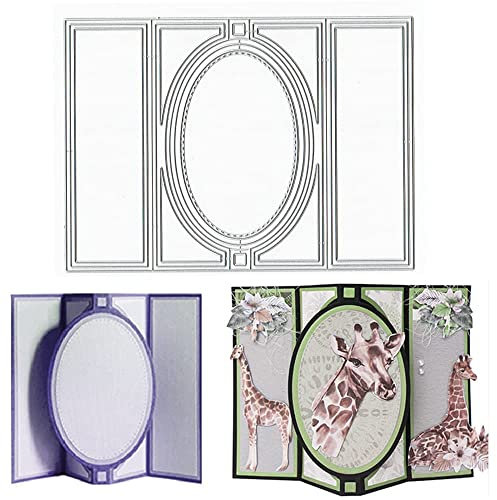 XIXKOLYU 3D-Kartenform-Stanzformen für die Kartenherstellung, rechteckige Geschenk-Popup-Karten-Stanzformen-Sets, ovale Banner-Box-Stanzformen, Prägevorlage für Scrapbooking