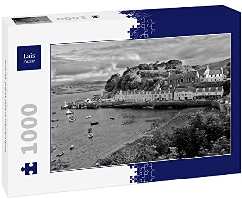 Lais Puzzle Portree, Isle of Skye in schwarz weiß 1000 Teile