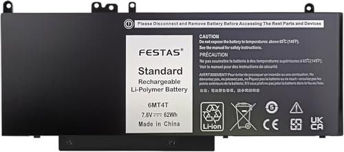 FESTAS 62Wh Neuf 6MT4T Batterie Compatible avec Dell Latitude E5270 E5570 E5470 Series Portable 3510 7V69Y TXF9M 79VRK 07V69Y 079VRK 0TXF9M HK6DV K3JK9 0D074 CHWGG 451-BBUN Ordinateur PC Portable