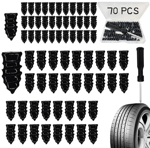 Lot de 70 clous de réparation de pneus en caoutchouc pour réparation de pneus de voiture, moto, camion, VTT, Jeep (35S + 35L)