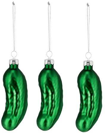Christbaumschmuck Weihnachtsgurke 10 cm - 3er Set - Weihnachtsbaum Figur Anhänger aus Glas - Weihnachtsbaumgurke Christbaumgurke Gurke für den Weihnachtsbaum Christmas Pickle