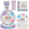 Lot de 48 assiettes de fête licorne pour 16 invités - Assiettes en papier pour anniversaire d'enfant - Assiettes en carton