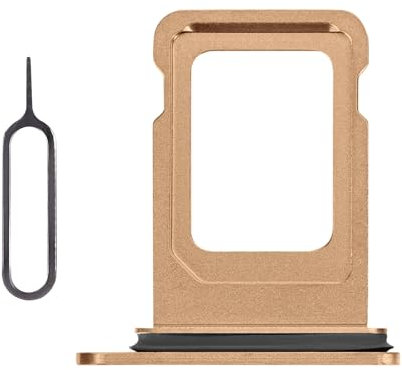 Risidamoy for iPhone 11 Pro Max Gold SIM Card Tray Holder Adapter Single SIM Version for iPhone 11 Pro Card Slot Replacement 11Promax with Waterproof Rubber Ring SIM Ejector for A2161 A2220 A2218