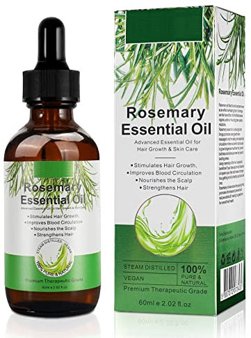 Huile de romarin pour la croissance des cheveux et les soins de la peau 60ml, 100% pure et naturelle, nourrit le cuir chevelu pour les hommes et les femmes