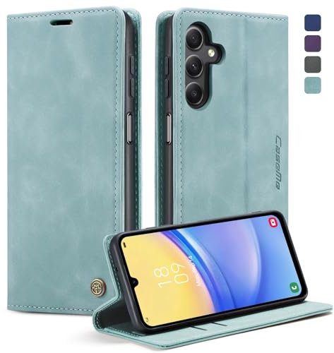 KZB Cover per Samsung Galaxy A15 5G Custodia in Pelle Premium Libro Portafoglio Flip Wallet Magnetica Porta Carte Supporto Protezione Case per Samsung Galaxy A15 4G/5G - Azzurro