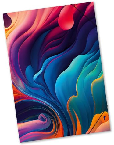 itenga große Zeichenmappe mit Motiv DIN A2 - Gummizugmappe Sammelmappe - für Kinder Jugendliche Schüler Mädchen Jungen Erwachsene (Farbenfroh - A2)