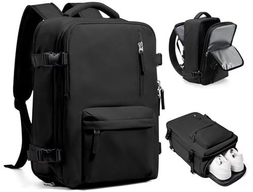 Handgepäck Rucksack 40x30x20 für Ryanair Reiserucksack Wasserdichter Unter Dem Sitz Handgepäck Rucksack Flugzeuge Reisetasche Weekendertasche Wanderrucksack Lässiger Tagesrucksack,C1-Schwarz