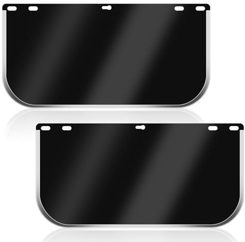 Haishell 2 Pcs Face Shield Replacement Lens Black Tinted Protective Safety Helmet Visor for Welding Grinding Cosplay (40x20cm/15.5x8inch)