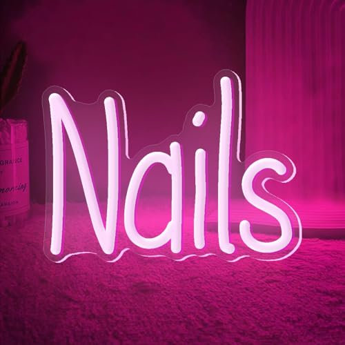 Nails Led Signs, Aesthetic Led Neon Lightwith Light Dimmer, for Wall Decor Wedding Birthday Party Gift, Christmas Gifts For Women