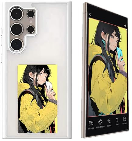 Youery Ink Screen Smartphone-Hülle, Kompatibel mit Samsung Galaxy S24 Ultra, von 3,5-Zoll-Bildern auf der Hülle, Custom Image Display AI Cell Phone Case, Anti-Drop TPU Rubber DIY Phone Case, (Weiß)