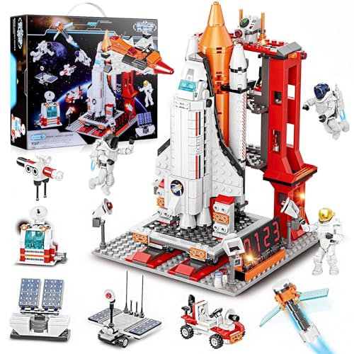 Space Shuttle 11-en-1 Kit STEM, 888 Pièces, Fusée, Exploration de Mars & Station Spatiale Urbaine, Cadeau pour Enfants 6-12, Garçons & Filles, Cadeau d'anniversaire & de Noël