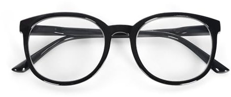 kollyseek Occhiali da lettura Retro rotondo per le donne e gli uomini Occhiali di design con cerniera di primavera (2.0, Nero)