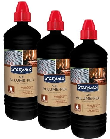 STARWAX - Gel Allume feu - 850ml - idéal pour Allumer Un feu en Toute sécurité pour Barbecue ou cheminée - sans Odeur - à Base d'alcool végétal -n'altère Pas la saveur des Aliments - Facile et Rapide