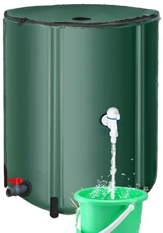 Rain Water Collection Barrel - Water Storage Tank Gardens Lawns | Eco Friendly Rainwater Harvesting Solution With Spigot Overflow Valve, Easy Setup Outdoor Use Ideal For Sustainable Gardening