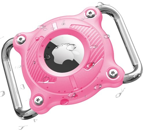 ONEONTA für Airtag Hund | Airtag Halsband Hund Wasserdicht - Airtag Anhänger Hunds - Airtag Halter Hunds mit Abnehmbarer Metallschlaufe, Extrem Langlebig, Leicht, für Breite 3 cm/Dicke 4,5 mm, Rosa