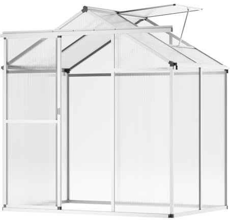 VEVOR Serre en Polycarbonate 184 x 126 x 193 cm, Serre extérieure avec fenêtres de Ventilation réglable, Serre de Style pavillon avec Porte coulissante, kit de Serre en Aluminium pour extérieur,