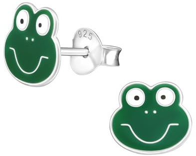 Monkimau Frosch Kinder Ohrringe | 925 Silber | Mädchen Ohrstecker Schmuck | Hypoallergen & Nickelfrei | Kinderohrringe Geschenkidee