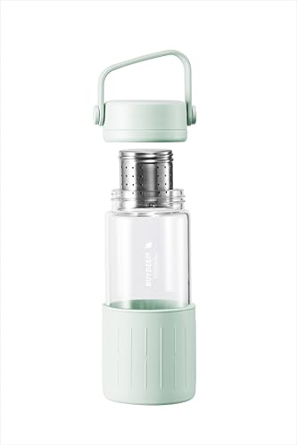 BUYDEEM Glas-Tee-Flasche, 300 ml, Modell DG42, Farbe Cozy Greenish