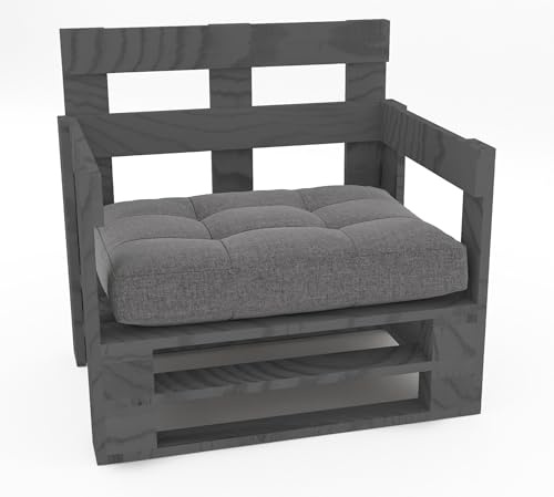 Lermowood Palettenmöbel Mpe Sessel 80 x 80 cm Grau | Europaletten Indoor und Outdoor Lounge Gartenmöbel Holz Gartenmöbel Set Lounge Möbel Terrasse Balkon Loft Stil Paletten