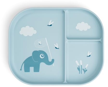 Done by Deer Foodie Assiette pour enfant et bébé, avec compartiments, antidérapante, sans BPA, 100% polypropylène de qualité alimentaire, 22 x 18 x 2 cm