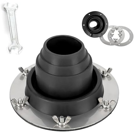 Ofenrohrdurchführung Zelt, Zeltofen Hot Tent Stove Jack aus Hitzebeständigem Silikon und Edelstahl Basis, Tent Rohrmanschette Dachdurchführung für Campingkocher Zeltofen