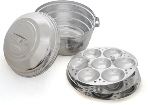 Solaris Kitchenware’s Aluminium Idli Pot – Lightweight & Durable | Perfect for Fluffy Idlis, Steaming & Multipurpose Cooking | 22 Idlies