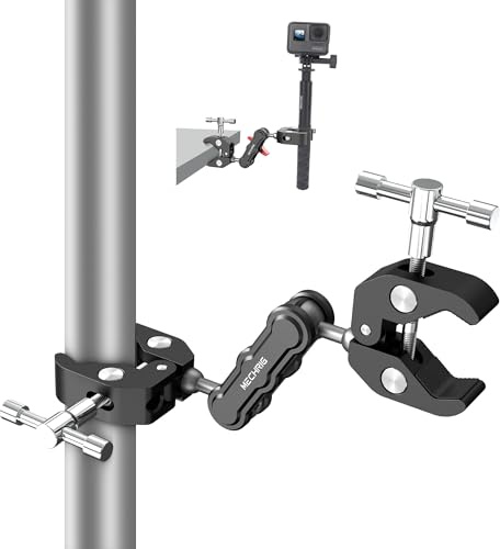 Mechrig Suction Super Double Clamp Camera Mount - 360° Magic Arm with Dual Ball Heads for Desktop, Light Stand, Umbrella, Motorcycle & Photo Studio Light Stand (1/4-3/8 Threads Holes) -SJ013