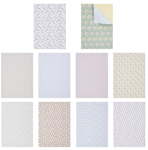 OLYCRAFT 10 Stück 10 Stile Heller Miniaturbodenbelag Und Tapete 29.7x21cm Mini Hausbodendekoration Selbstklebende Mini DIY Dielen Tapete Für Miniatur Szenenmodelle