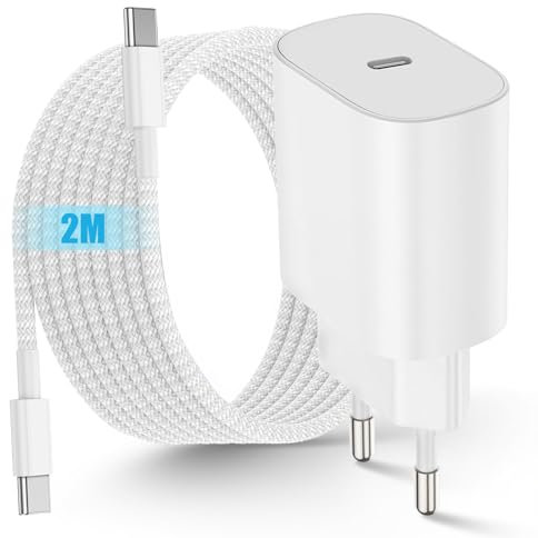 iPad Ladekabel und iPad Ladegerät, 25W USB C iPad Netzteil mit 2M USB-C Kabel Schnellladekabel für iPad Pro 13/12.9/11, Air 5/4 Gen 11/13, iPad 10/11 Generation, iPhone 16 15 Pro Max/16 15 Plus