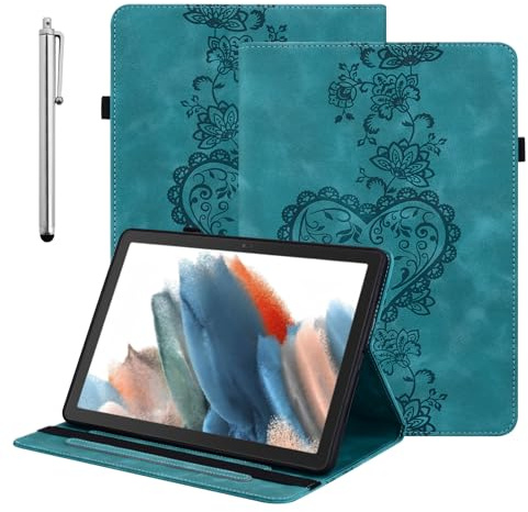 BOLELAW Case for iPad Mini 7 (A17 Pro, 2024) / iPad Mini 6 (2021) 8.3 – Embossed Heart PU Leather Folio Wallet with 3 Card Slots, Pencil Holder & Kickstand, Green | Shockproof PU Leather Folio Flip Cover with Pencil Holder, Kickstand & Card Slot