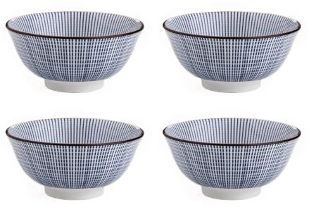 HOMLA NAVIA Schalen Set 4er - elegante Geschirr 16 cm Navy-Braun, spülmaschinengeeignet