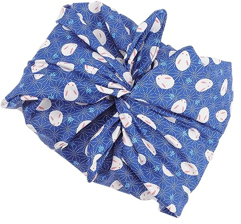 Ciieeo Japanisches Furoshiki Tuch Handtuch und Verpackungsstoff für Bento Boxen Multifunktional Blau mit Niedlichem Hasenmotiv für und Unterwegs
