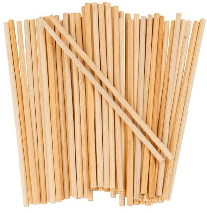 Ideen mit Herz Lot de 50 baguettes en bois - Rondes - Longueur : 13,8 cm - Diamètre : 4 mm - Polissage lisse - Bambou - Tige pouvant être raccourcie - Pour décoration, modélisme, bricolage, bricolage