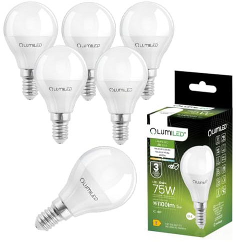 Lumiled LED Leuchtmittel E14 P45 10W ersetzt 75W 1100lm 4000K neutralweiß 230V 180° Abstrahlwinkel Nicht Dimmbar Tropfenform Energiesparlampe 6er Set – LED Birnen in kleiner Kugelform