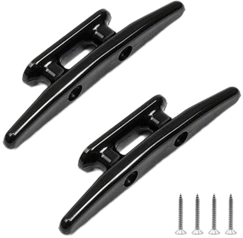 VBSYUYQ 2 Pcs 6 Inch Black Plastic Boat Cleats for Kayak Dock Deck | 2 pack 6 inch black plastic boat cleats, rope tie down cleat for kayak canoe dock deck marine hardware fastening use
