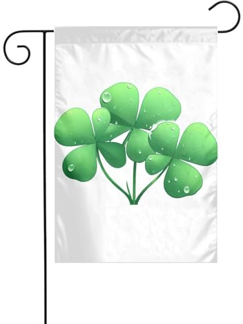 Gartendekoration, Gartenflagge, 30,5 x 45,7 cm, WHJDPP Regentropfen auf Klee, bedruckt, dick und verschleißfest, für Blumentöpfe und Rasen im Garten