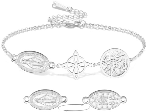 VASSAGO Jungfrau Maria Armband Hexen Knoten Tetragramm Pentagramm Armband Keltischer Knoten Anhänger Dreifach schutz Hexerei Heid nisches Amulett Christian Jewerly für Frauen Männer