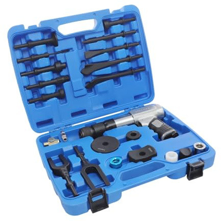 Drucklufthammer Set, 2200 SPM Vibro-Druckluftmeißel mit Koffer, 1/4 Anschluss für Automotive & Metallarbeiten