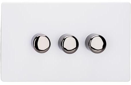 Varilight Triple V-Pro Rotary 2-Way LED Dimmer 3 x 0-120W - Screwless Primed With Iridium Knobs, JDYDP303IS.PD