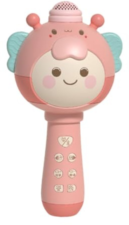 ifundom Microphone sans Fil 5.0 pour Garçon et Filles, Micro USB Rechargeable en Abs, Musical Karaoké Portable Rose Cerise, Chant, Fête et Apprentissage Vocal