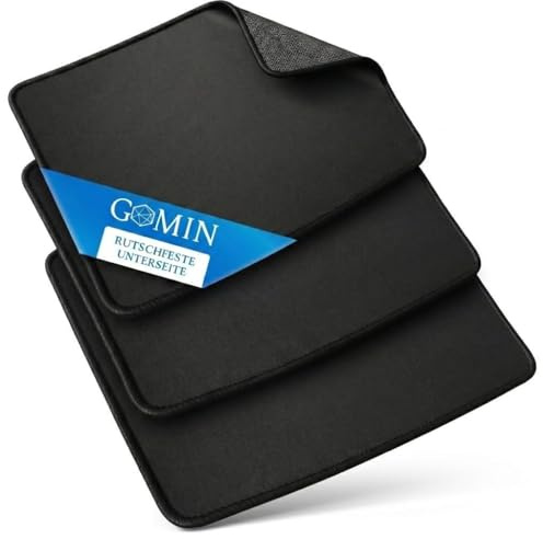 Gomin Mauspad - 28 x 20 cm (3er Pack) Gaming Mauspad rutschfest – Vernähte Kanten - verbessert Geschwindigkeit und Präzision, Schreibtischunterlage ideal für PC, Laptop und Büro - Mousepad schwarz