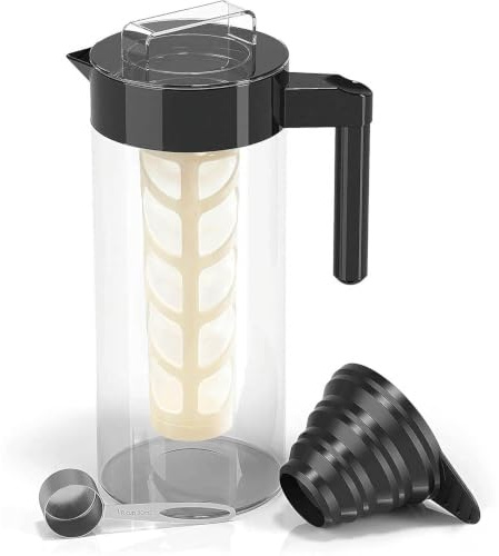 Ceciliec Coffee Maker, 47 oz Iced Tea and Iced Coffee Maker and Pitcher with Borosilicate Glass Carafe, Filter, Black