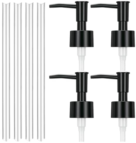 4 Pack Soap Dispenser Pump Replacement, Black Soap Pump Replacement for Liquid Soap Lotion Dispenser Pumps, Reusable PP Head Soap Dispenser Top for Kitchen Bathroom