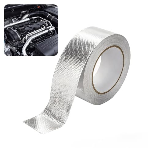 Hitzeschutzband Auspuff Dichtband Selbstklebend,10m X 5cm Auspuffdichtung,Aluminium Klebeband Hitzebeständig Reparaturband, Auspuffband Auspuffbandage Reparaturset für Auto Motorrad Krümmer(Silber)