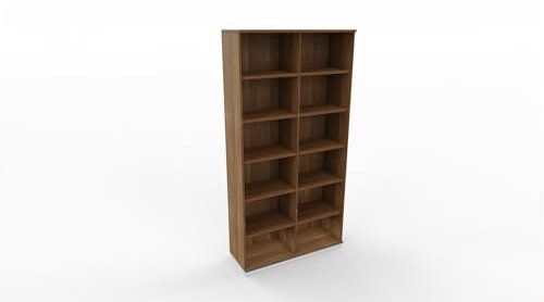 Geramöbel Regal mit Mittelseite, 10 Dekor-Einlegeböden, 1200x425x2304, Nussbaum