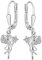 CLEVER SCHMUCK Silberne Mädchen Ohrhänger Paar 25 mm kleine Fee Engel Elfe mit Zauberstab 7 mm 3 Zirkonia glänzend 925 Sterling Silber im Schmucketui