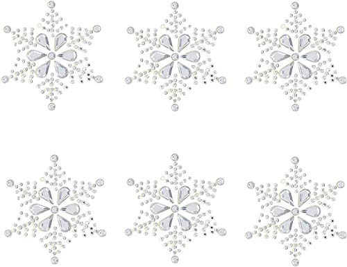 Große Schneeflocken-Aufkleber, glitzernde Strasssteine aus Kunstharz, selbstklebend, Verzierungen, Basteln, Weihnachten, 12