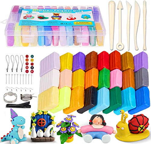 EDIFON 26 Colors Polymer Clay Starter Kit, 20g/Block Oven Bake Modeling Clay, Moderately Firm, CPSC Conformed Non-Toxic Molding DIY Colorful Clay Assorted with Sculpting Tools for Kids, Artists.