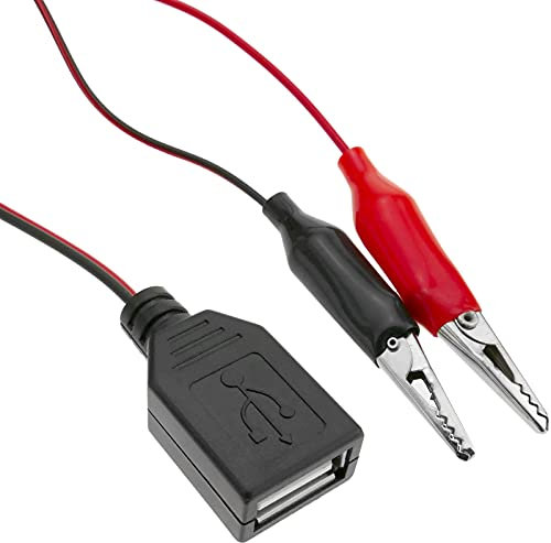 BeMatik - Câble d'alimentation 5V USB Type A Femelle à Pinces Crocodile 2m