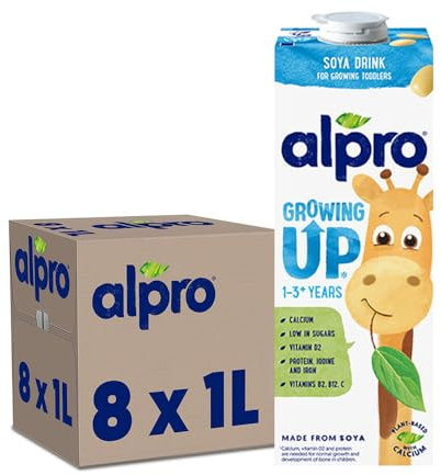 Alpro Kindersoyadrink – 100 Prozent pflanzlich – Von Natur aus laktosefrei und zuckerarm – Proteinquelle mit Calcium und Vitaminen – 8 x 1 L